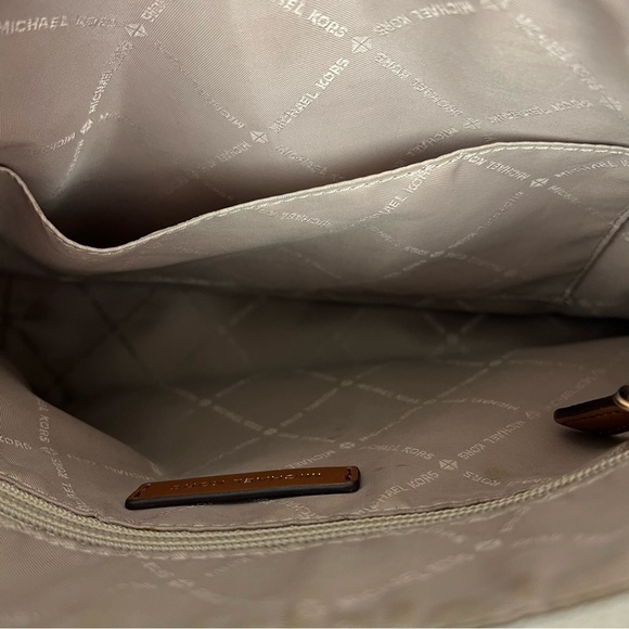 MICHAEL KORS Women’s Satchel Logo Purse Brown & Cream 14.5”x10” Braided Handle - Picture 9 of 14